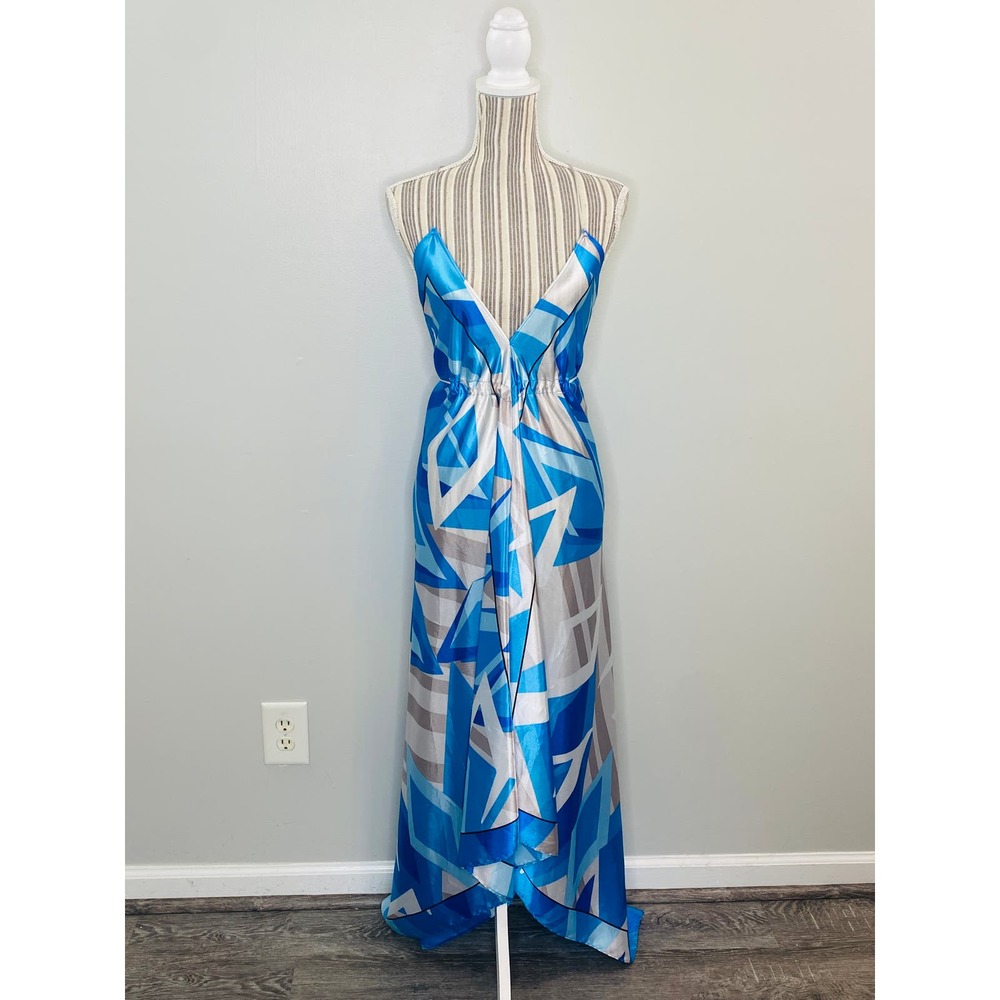 Rubber Ducky Satin Handkerchief Maxi Dress Size Medium Resort Beach Cruise Vegas